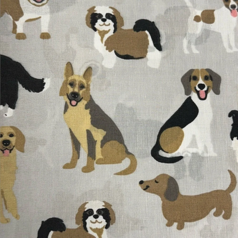 Dog Print 3pc Sheet Set Twin Belvedere Gray Dogs Bulldog Collie Dachshund Yorkie